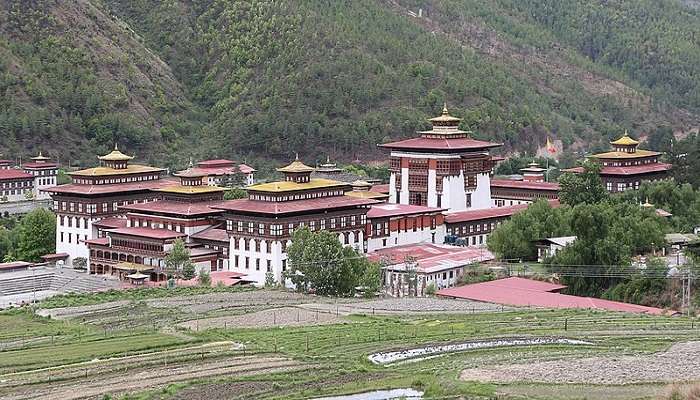 Tashichho Dzong, a famous monastery near Dechencholing Palace Thimphu.