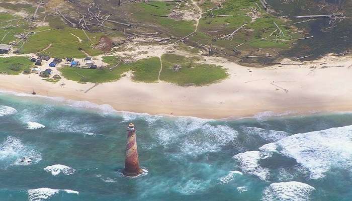 A view of the lighthouse at the Indira Point