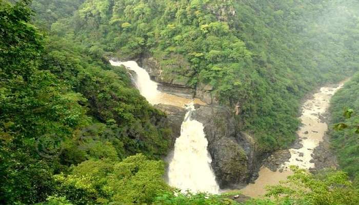 Serene view of the Magod Falls in Karnataka in monsoon