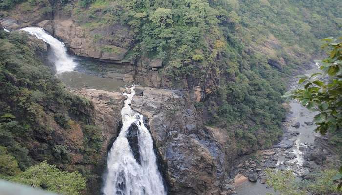  A stunning aerial view of the Magod Falls in Karnataka