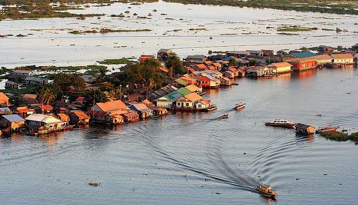 Beautiful view of Tonle Sap Lake located near Phare Cambodian Circus