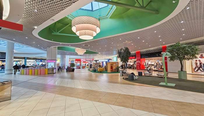 Inside view of Treasure Island Mall near the white church Indore. 