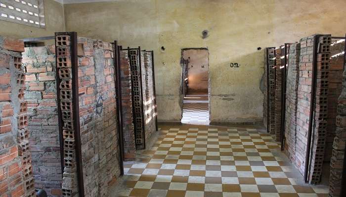 Rooms of Tuol Sleng Genocide Museum Cambodia. 