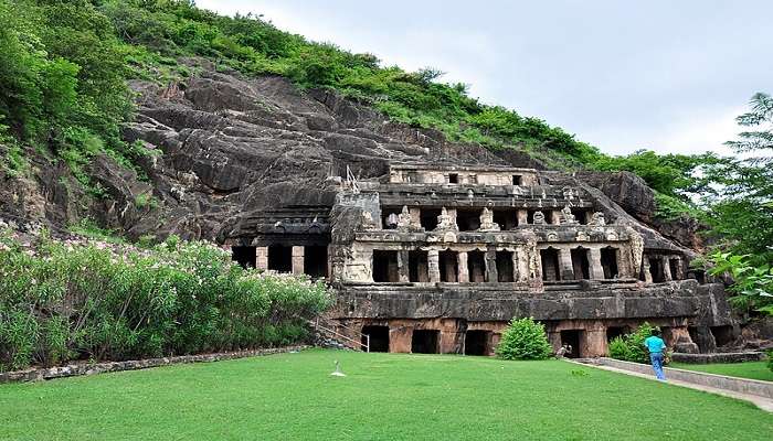 a mesmerising view of the Undavalli Caves.