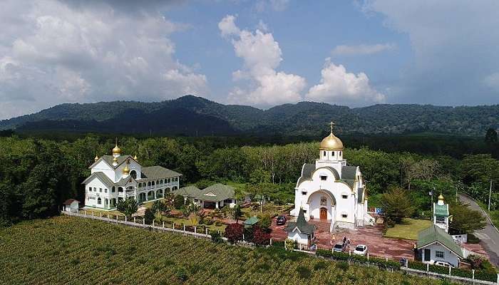 A scenic view of people in Holy Trinity Church in Thailand.