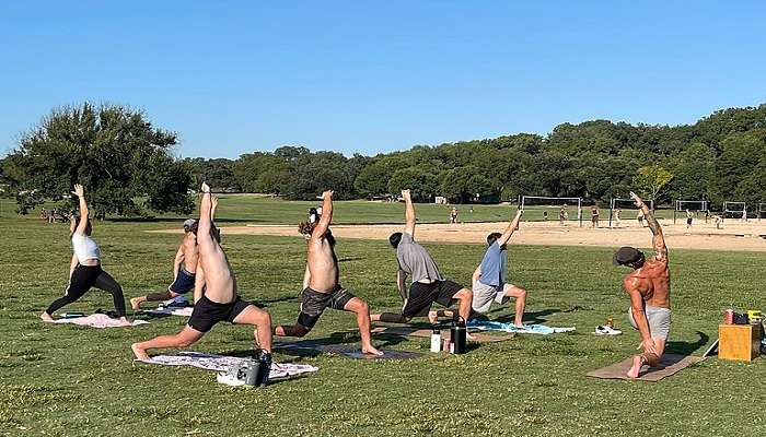 Yoga session in a park, Padi