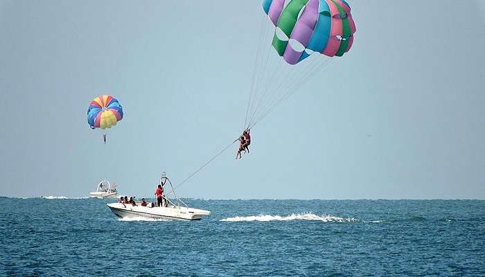 Parasailing at the Candolim beach In Goa.