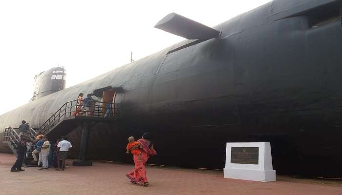 People entering the INS Kursura Submarine Museum 