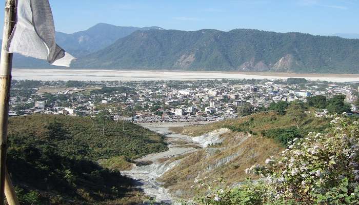 Scenic view of Phuentsholing town in Bhutan.
