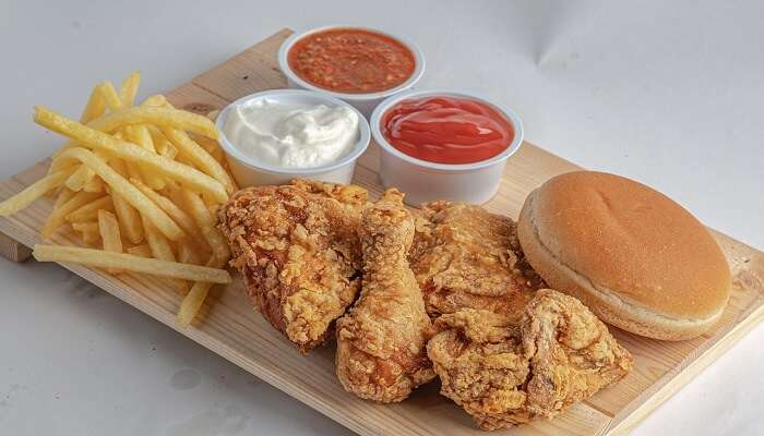 Chicken with fries at Anantapur Restaurants