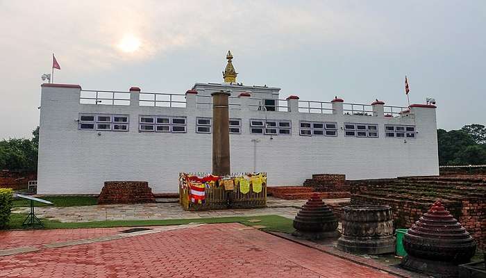 Ashoka Pillar of Lumbini near Maya Devi Temple.