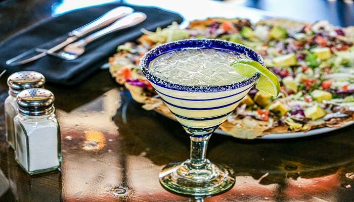 Margarita glass on table in a cafe, restaurants in Wollongong