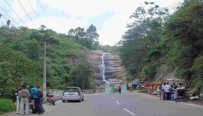 People visiting Silver Cascade Falls 