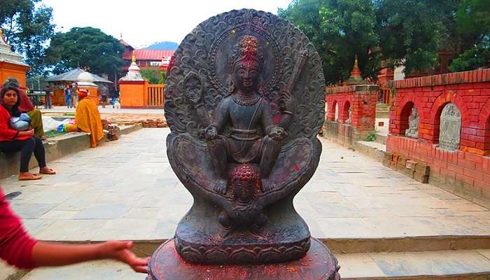 Lord Vishnu statue at Budhanilkantha Temple Kathmandu.