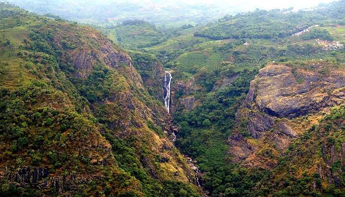 Distant view of St Catherine Falls near the Tiger Hill Cemetery.