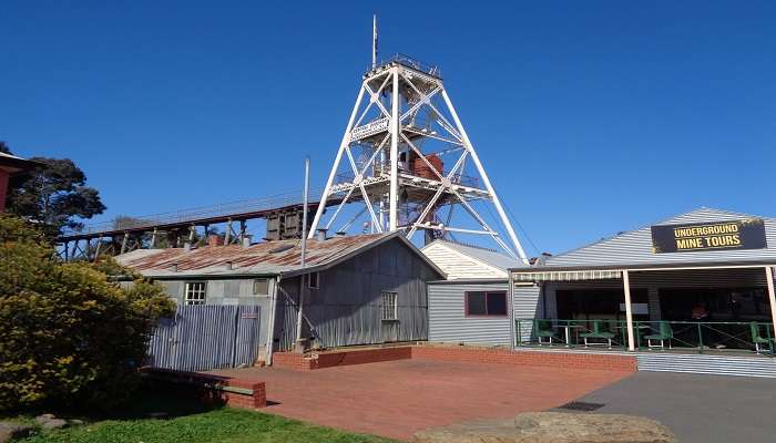 Front view of gold mine site