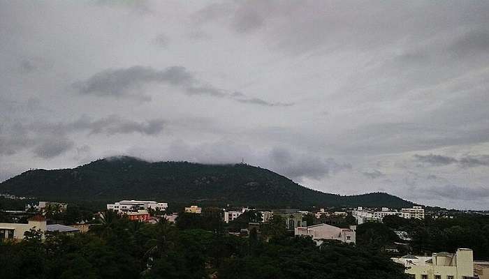 Monsoon clouds up the Chamundi hills, a must visit spot near Ramakrishna nagar.