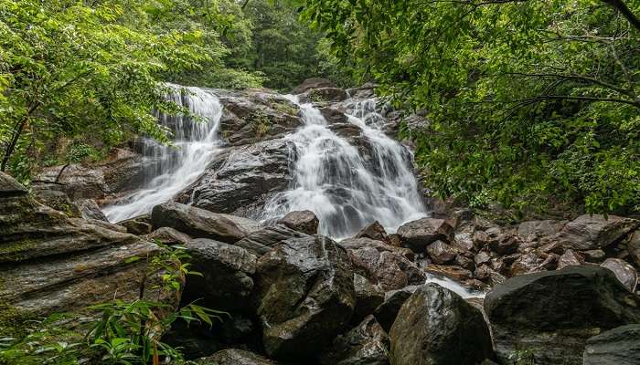 The beautiful Chitraruvi Falls in Courtallam Waterfalls