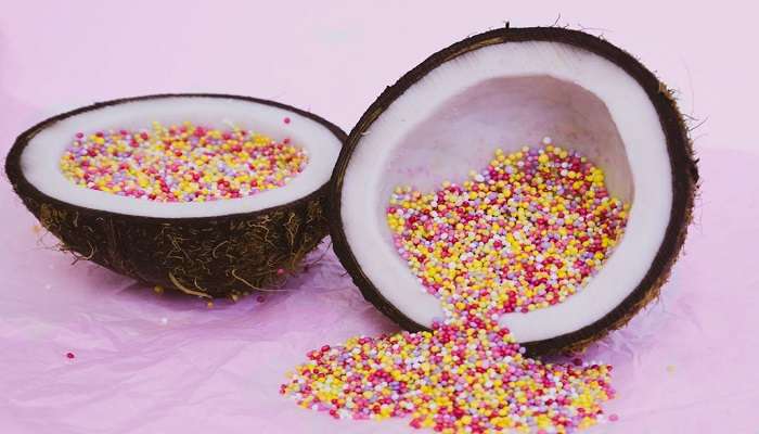 Coconut candy displayed after being made 