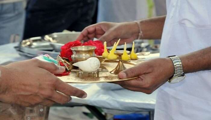 An aarti thaali for puja 