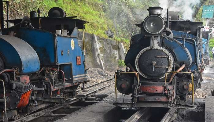 Darjeeling Himalayan Railway near Peace Pagoda. 