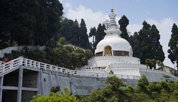 Prayer wheels at Darjeeling Peace Pagoda. 