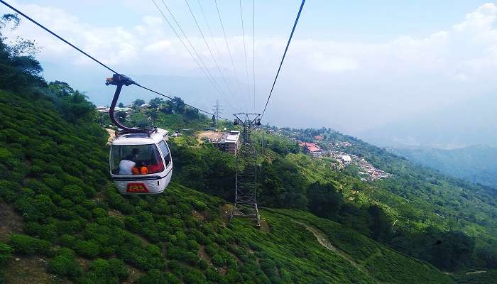 The aerial view of the Darjeeling Ropeway