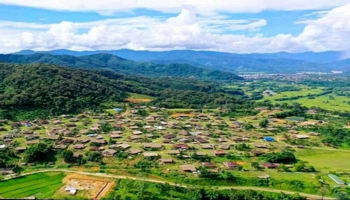 Vibrant, traditional Arunachali Darka Village in colourful attire 