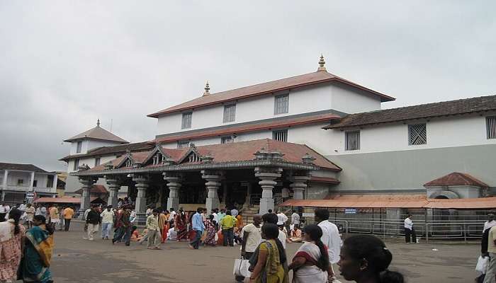 Entrance of Dharmasthala Temple in Dakshina Kannada. 