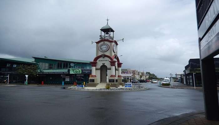 View of Hokitika clock tower in the middle of Chowk.