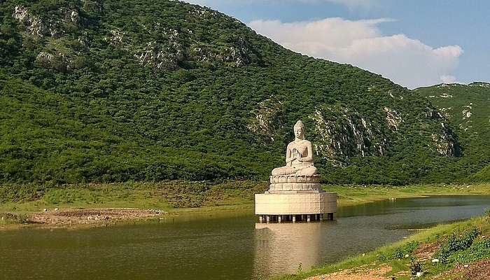 Places to Visit in Rajgir - Ghora Katora Lake with White Buddha Statue