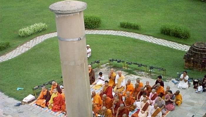 Ashoka Pillar in Lumbini, Nepal, featuring the historical column with its inscriptions