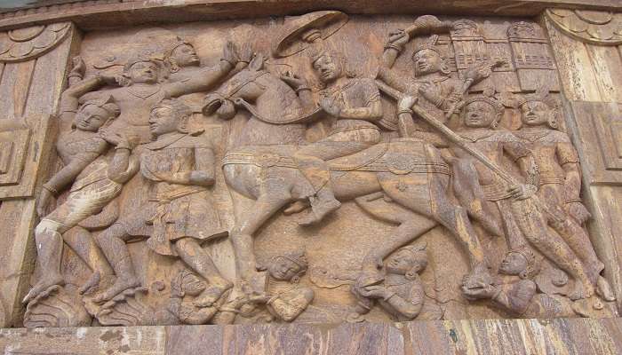 Intricate carvings at walls of Japanese Temple Darjeeling. 