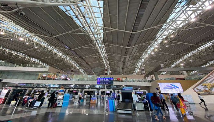 The terminal at Indore airport nearest airport to Geeta Bhawan in Indore