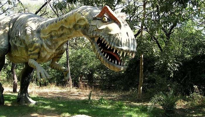 Dinosaur display at Indroda Nature Park, near Zanzari Waterfall Gujarat. 