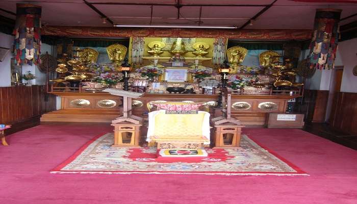 Worship place inside Japanese Temple Darjeeling.