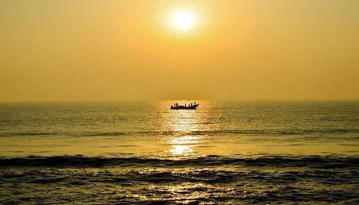 Kakinada Beach at dawn near the Uppada beach.