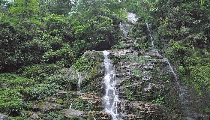 Cascading stream of Kanchenjunga Waterfalls in nature's lap of Yuksom