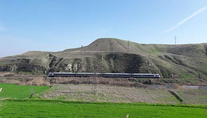 A westbound regional train to Izmir, near Denizli.