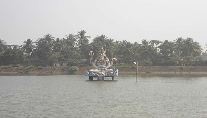 Statue of Lord Shiva in the middle of Kotpally Reservoir, Vikarabad 