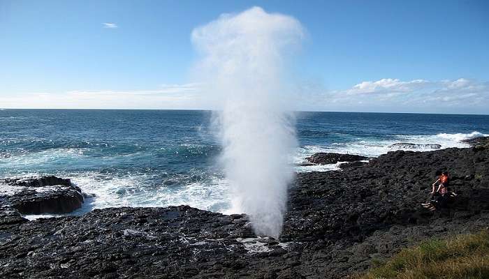 Water erupting from the Little Blowhole in Kiama.