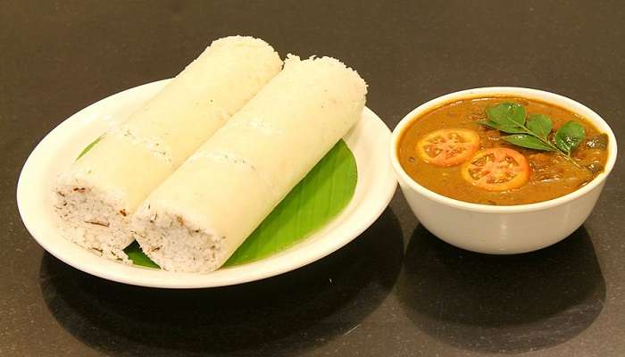 A plate of Puttu with Kadala Curry