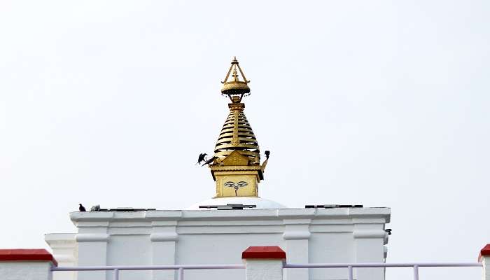 Buddhist prayer flags at Maya Devi Temple in Lumbini Nepal.