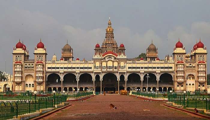 Morning enchanting view of Mysore Palace