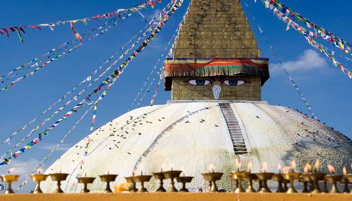 Nepal, land of temples, as a prominent site.