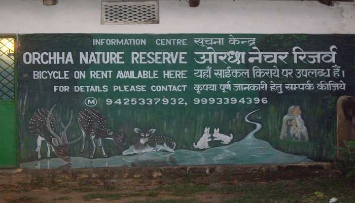 The entry board of Orchha Wildlife Sanctuary