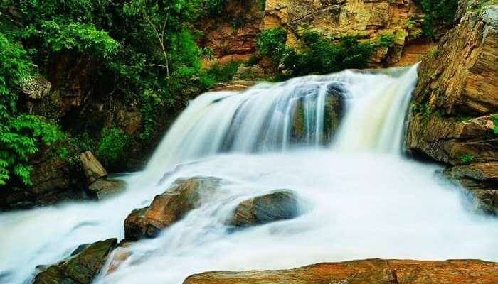 A scenic view of the Kaveri River on which the Chunchanakatte Falls is located