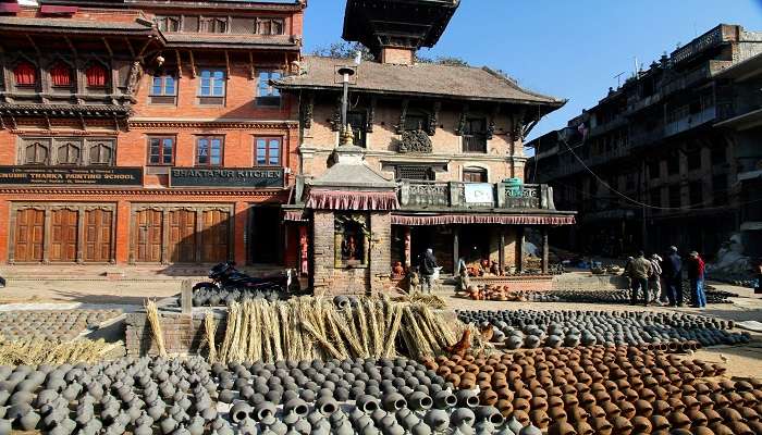 Pottery Square in Bhaktapur, famous for traditional pottery.