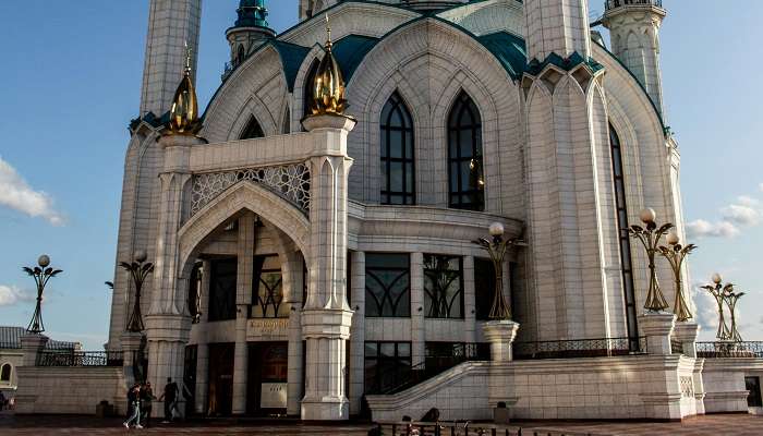 The beautiful Qol Sharif Mosque illuminated at night, Places to visit in Kazan