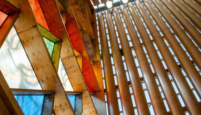 Cardboard Cathedral from the back, Christchurch, New Zealand